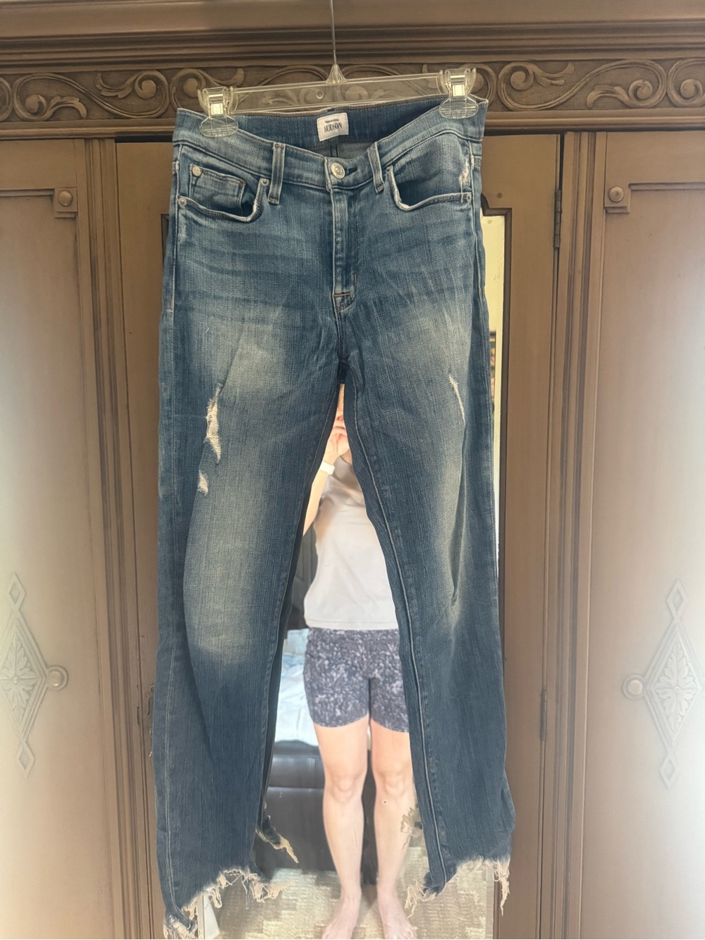 Hudson Jeans Straight Leg Distressed Blue Denim - Nico Midrise